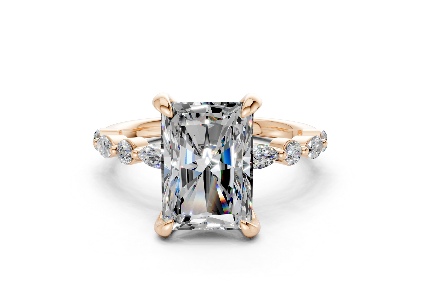 Aetheria Diamond Accent Radiant Cut 2mm Engagement Ring