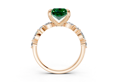 Aetheria Emerald Gemstone Accent Radiant Cut 2mm Engagement Ring