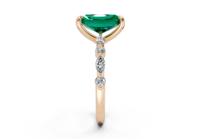 Aetheria Emerald Gemstone Accent Radiant Cut 2mm Engagement Ring