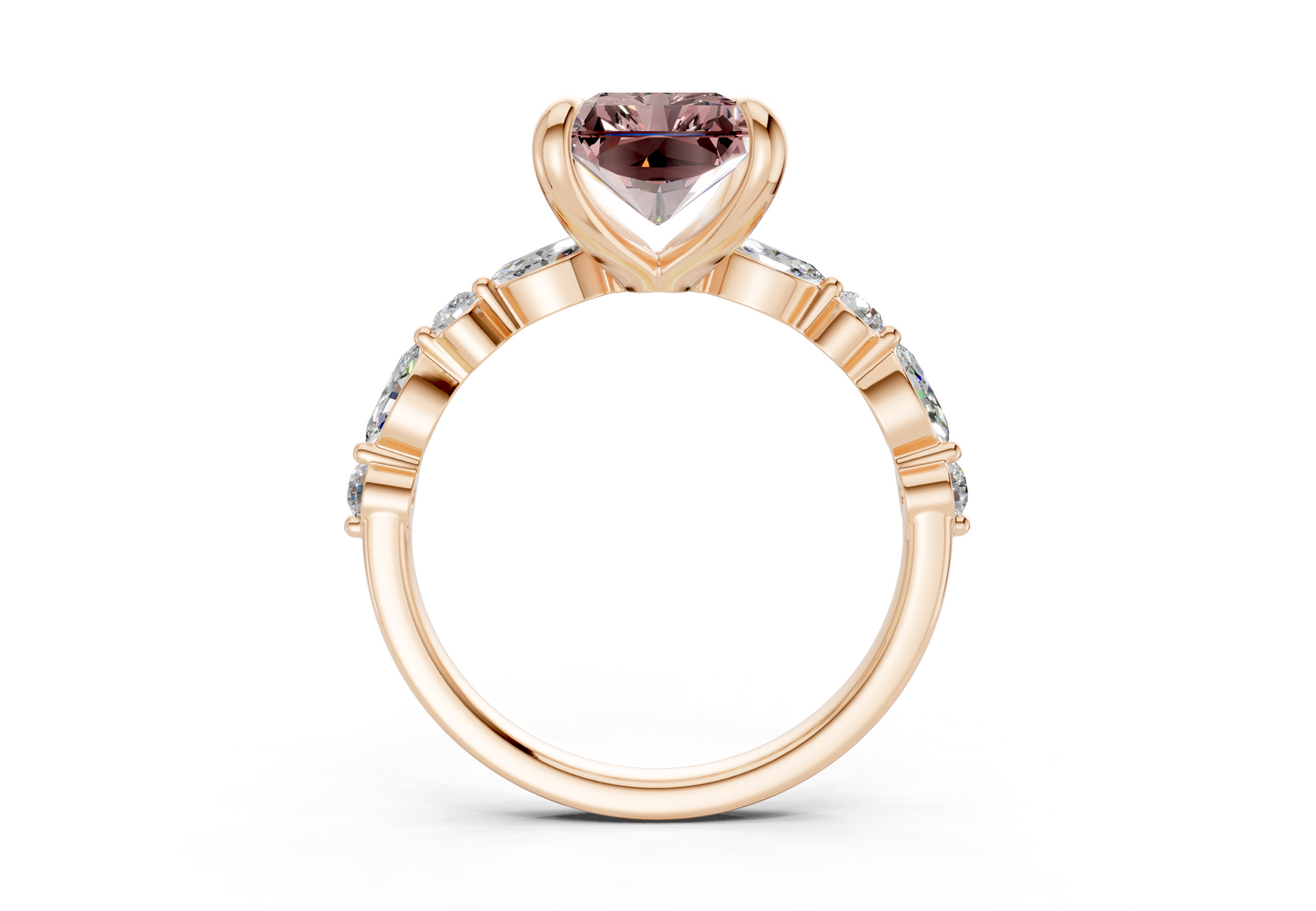 Aetheria Pink Diamond Accent Radiant Cut 2mm Engagement Ring