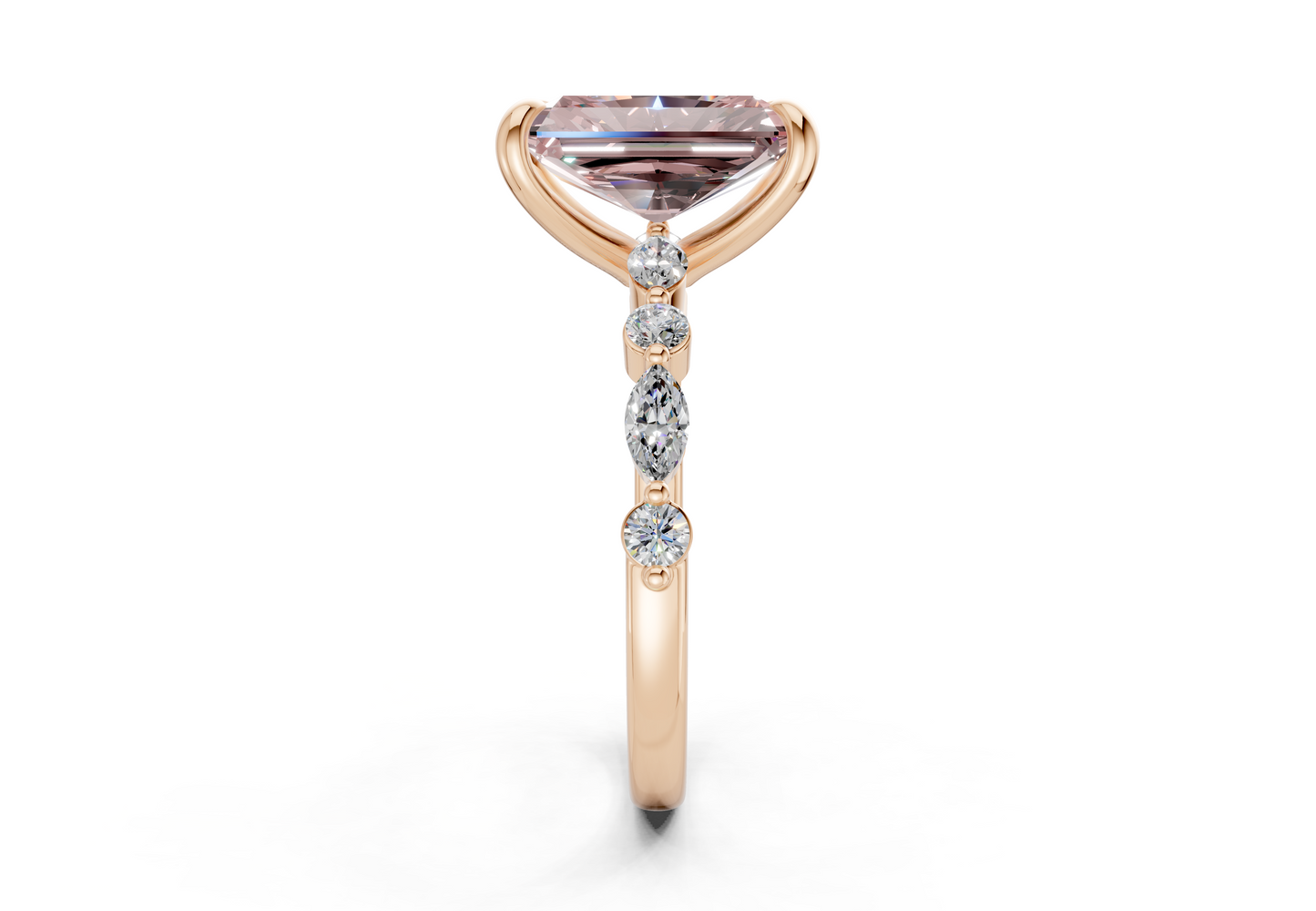 Aetheria Pink Diamond Accent Radiant Cut 2mm Engagement Ring