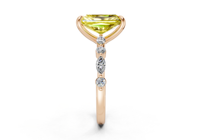 Aetheria Yellow Diamond Accent Radiant Cut 2mm Engagement Ring