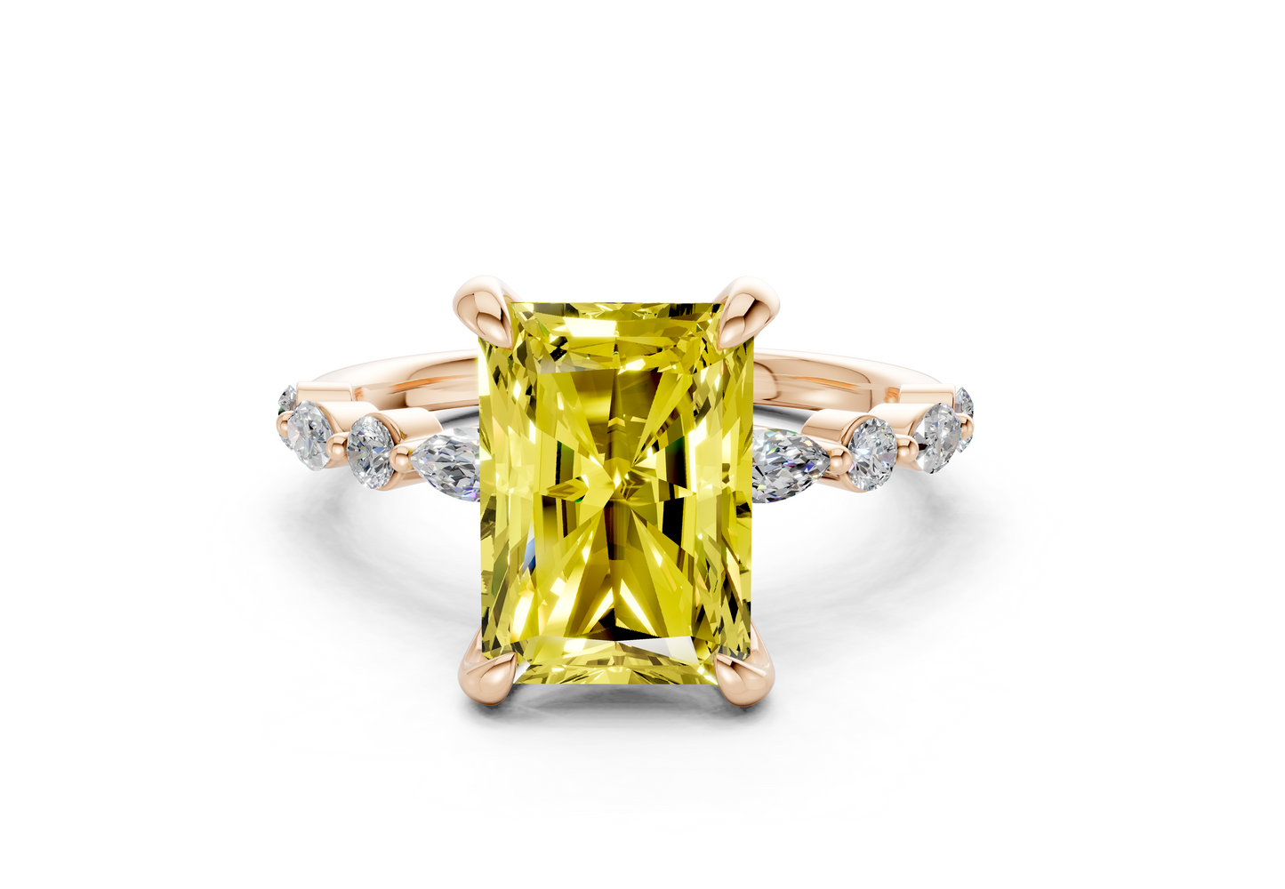 Aetheria Yellow Diamond Accent Radiant Cut 2mm Engagement Ring