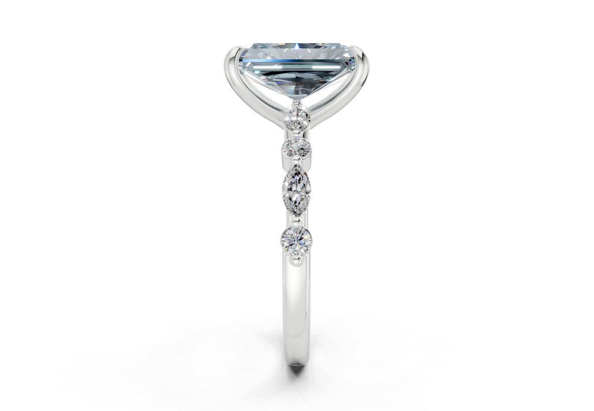 Aetheria Blue Diamond Accent Radiant Cut 2mm Engagement Ring