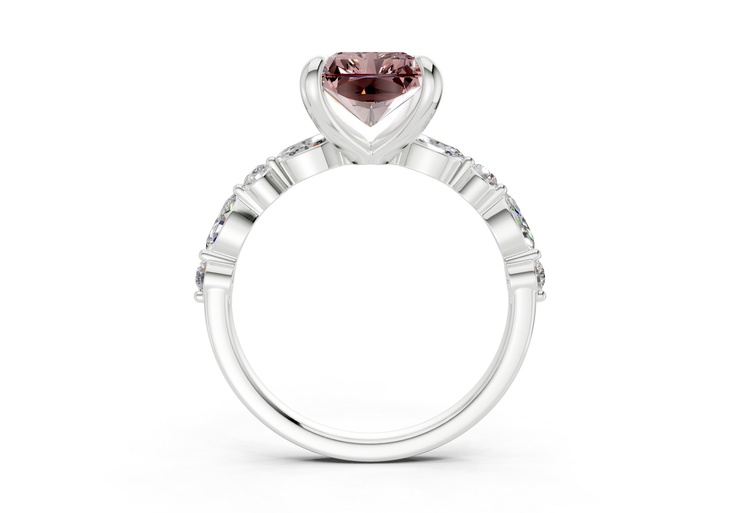 Aetheria Pink Diamond Accent Radiant Cut 2mm Engagement Ring