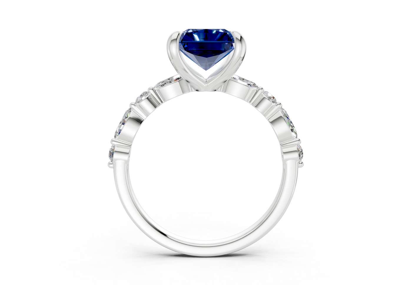 Aetheria Sapphire Gemstone Accent Radiant Cut 2mm Engagement Ring