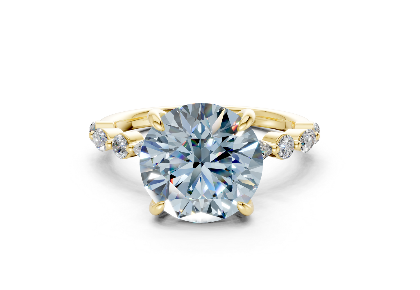 Aetheria Blue Diamond Accent Round Cut 2mm Engagement Ring