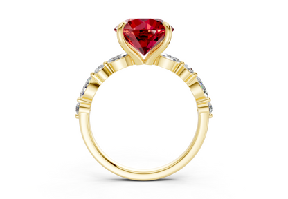 Aetheria Ruby Gemstone Accent Round Cut 2mm Engagement Ring