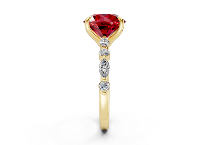 Aetheria Ruby Gemstone Accent Round Cut 2mm Engagement Ring