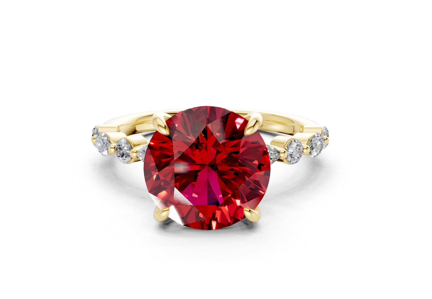Aetheria Ruby Gemstone Accent Round Cut 2mm Engagement Ring