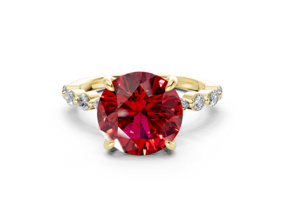 Aetheria Ruby Gemstone Accent Round Cut 2mm Engagement Ring