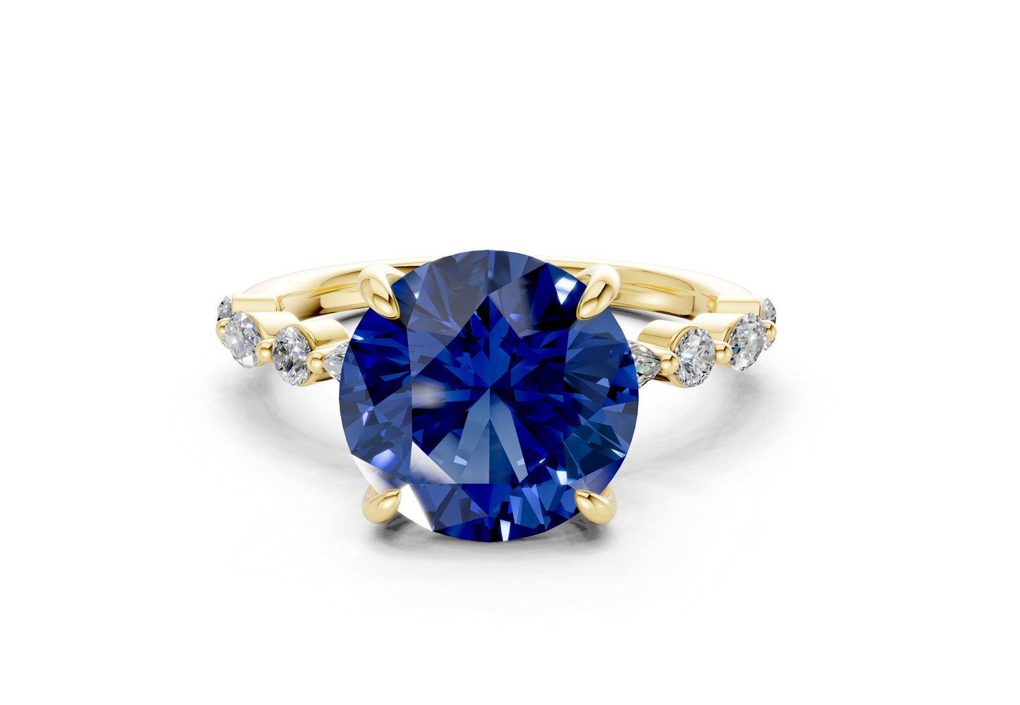 Aetheria Sapphire Gemstone Accent Round Cut 2mm Engagement Ring
