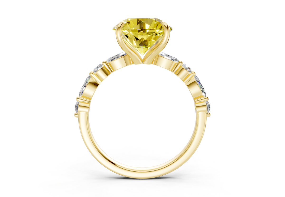 Aetheria Yellow Diamond Accent Round Cut 2mm Engagement Ring