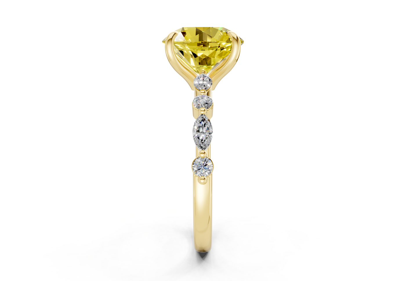 Aetheria Yellow Diamond Accent Round Cut 2mm Engagement Ring
