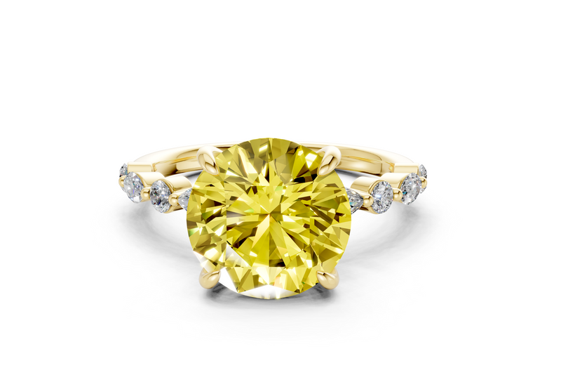 Aetheria Yellow Diamond Accent Round Cut 2mm Engagement Ring