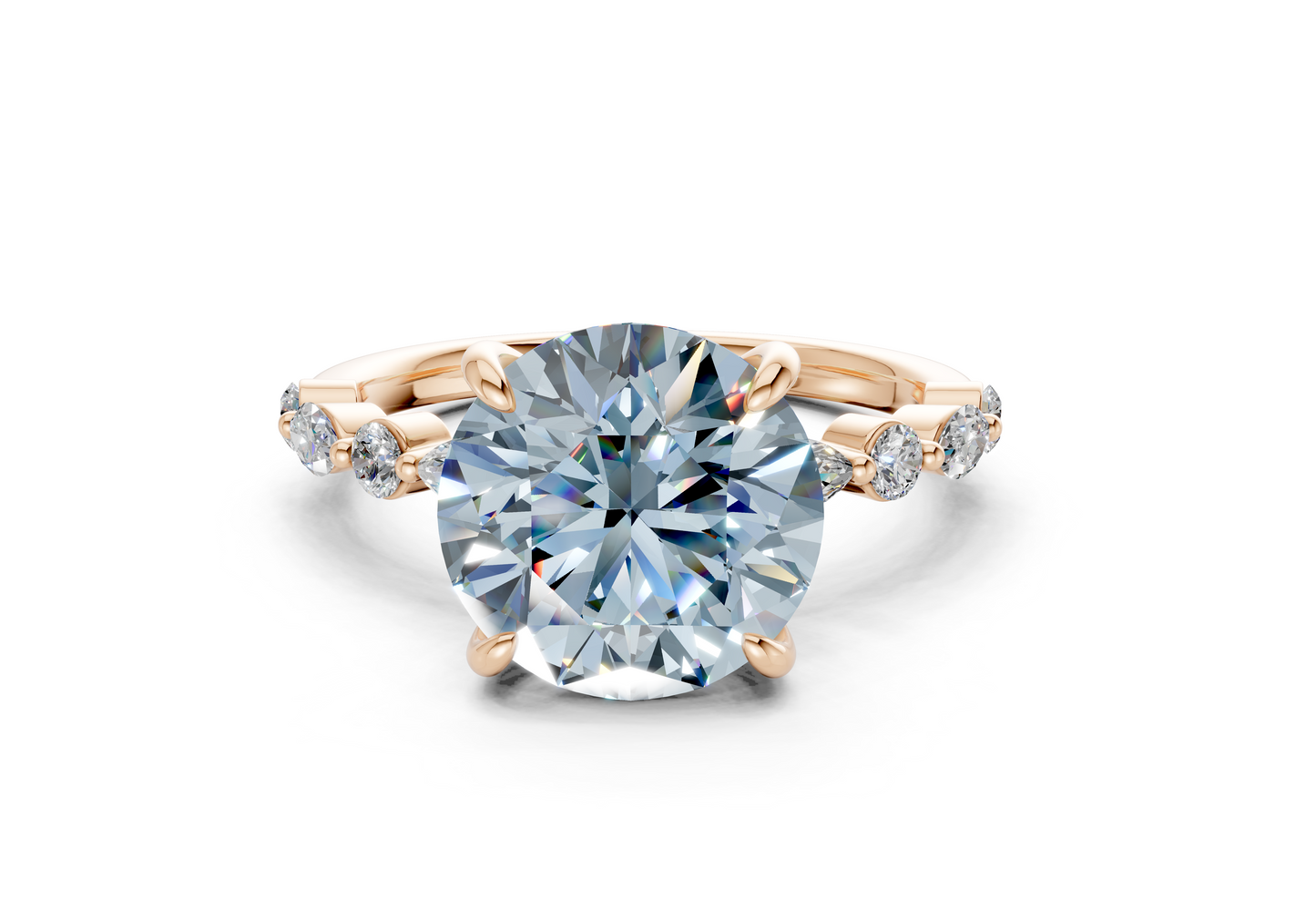 Aetheria Blue Diamond Accent Round Cut 2mm Engagement Ring