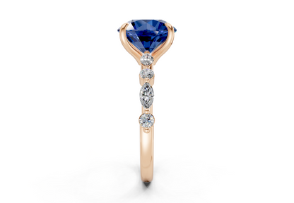 Aetheria Sapphire Gemstone Accent Round Cut 2mm Engagement Ring