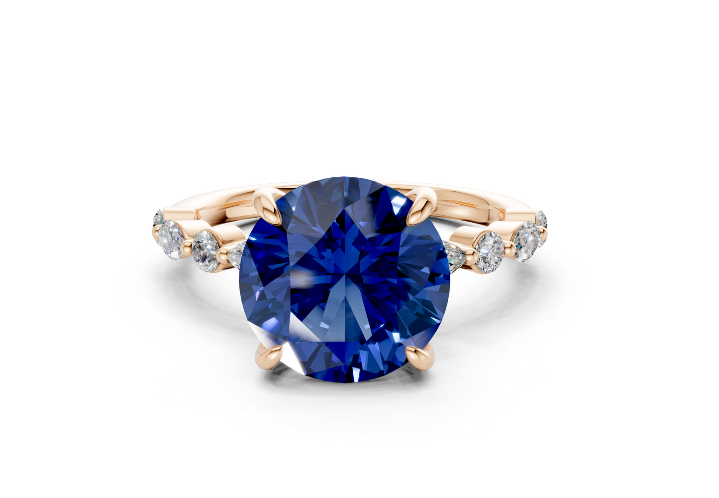 Aetheria Sapphire Gemstone Accent Round Cut 2mm Engagement Ring