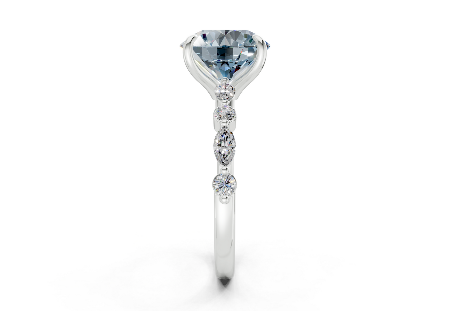 Aetheria Blue Diamond Accent Round Cut 2mm Engagement Ring