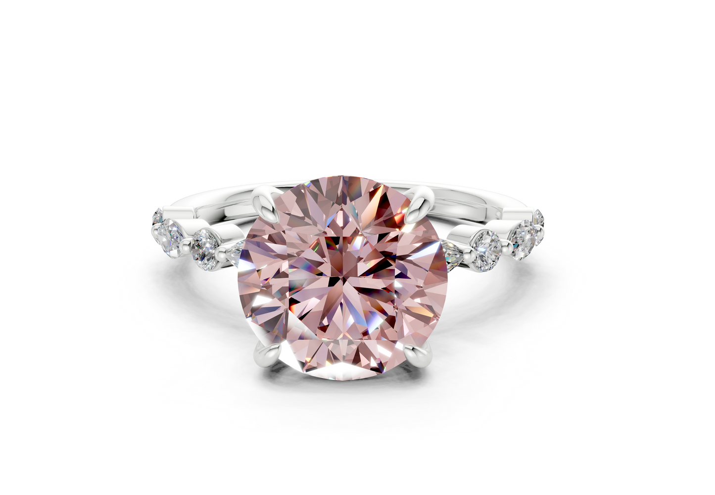 Aetheria Pink Diamond Accent Round Cut 2mm Engagement Ring