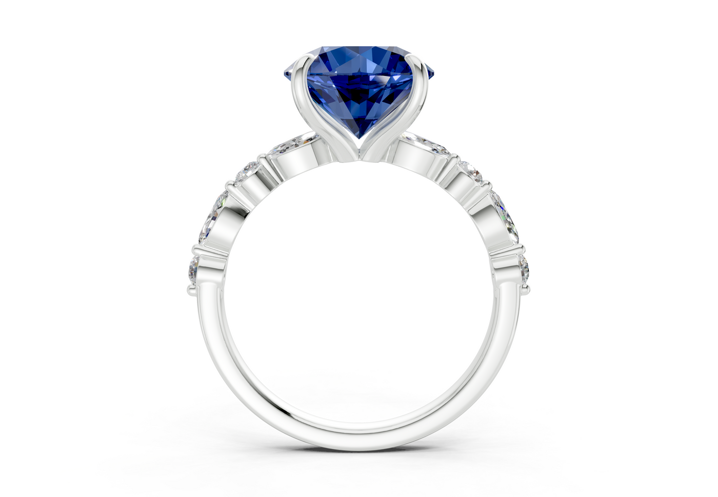 Aetheria Sapphire Gemstone Accent Round Cut 2mm Engagement Ring