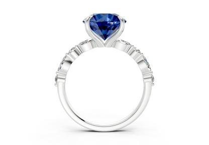 Aetheria Sapphire Gemstone Accent Round Cut 2mm Engagement Ring