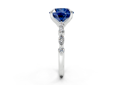 Aetheria Sapphire Gemstone Accent Round Cut 2mm Engagement Ring