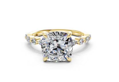 Aetheria Diamond Accent Cushion Square Cut 2mm Engagement Ring