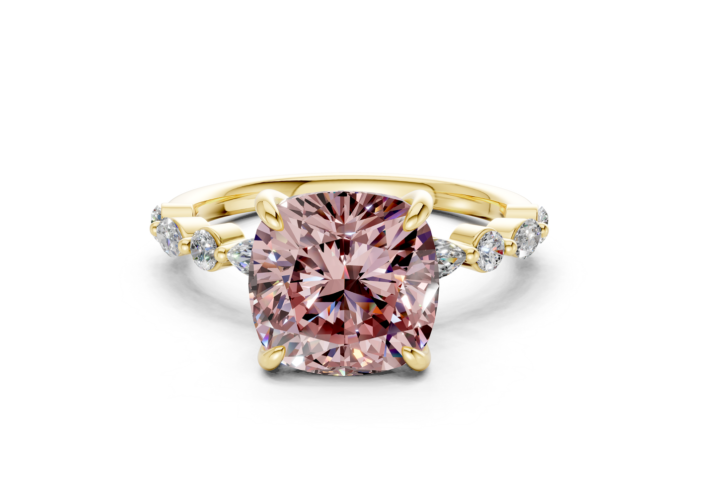 Aetheria Pink Diamond Accent Cushion Square Cut 2mm Engagement Ring