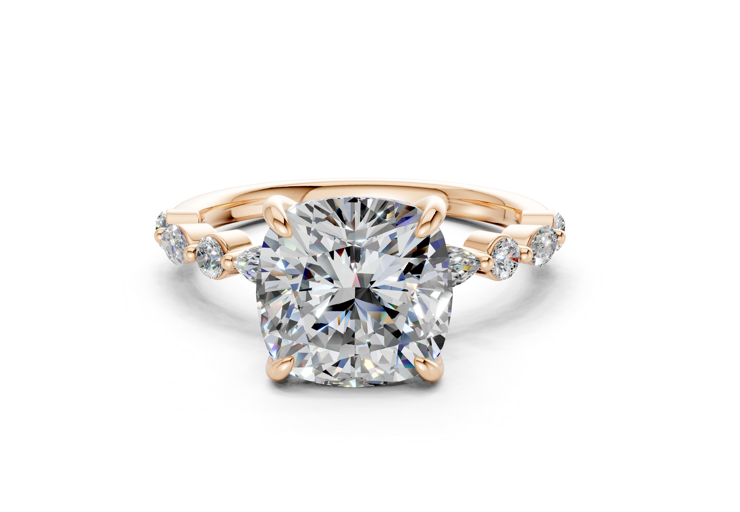Aetheria Diamond Accent Cushion Square Cut 2mm Engagement Ring