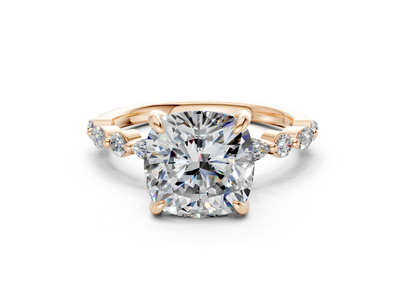 Aetheria Diamond Accent Cushion Square Cut 2mm Engagement Ring