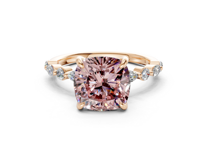 Aetheria Pink Diamond Accent Cushion Square Cut 2mm Engagement Ring