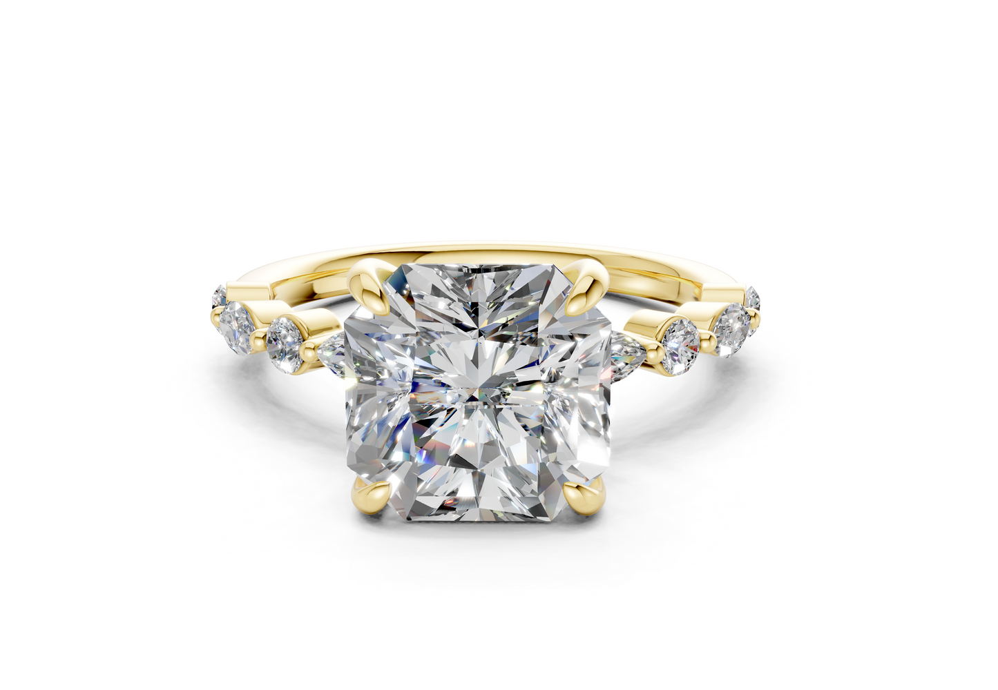 Aetheria Diamond Accent Radiant Square Cut 2mm Engagement Ring
