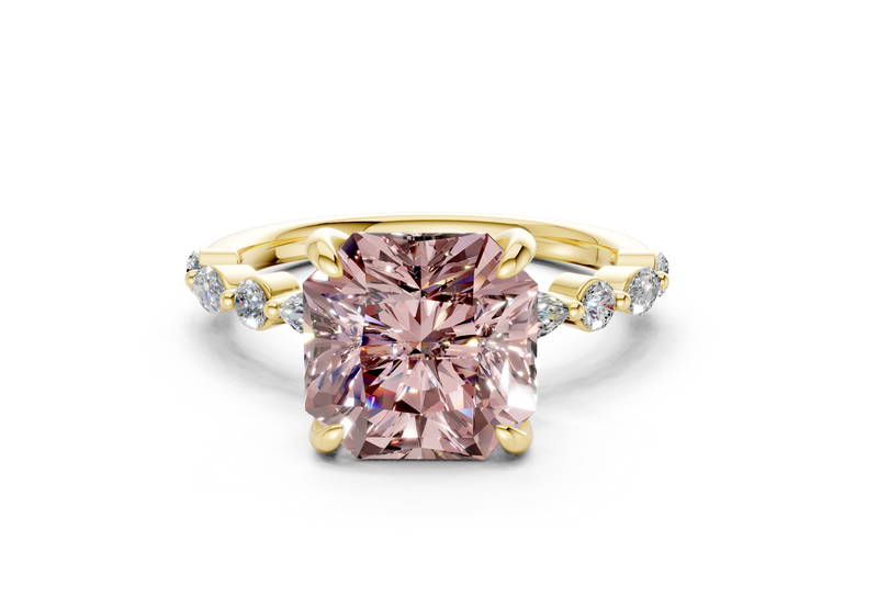 Aetheria Pink Diamond Accent Radiant Square Cut 2mm Engagement Ring