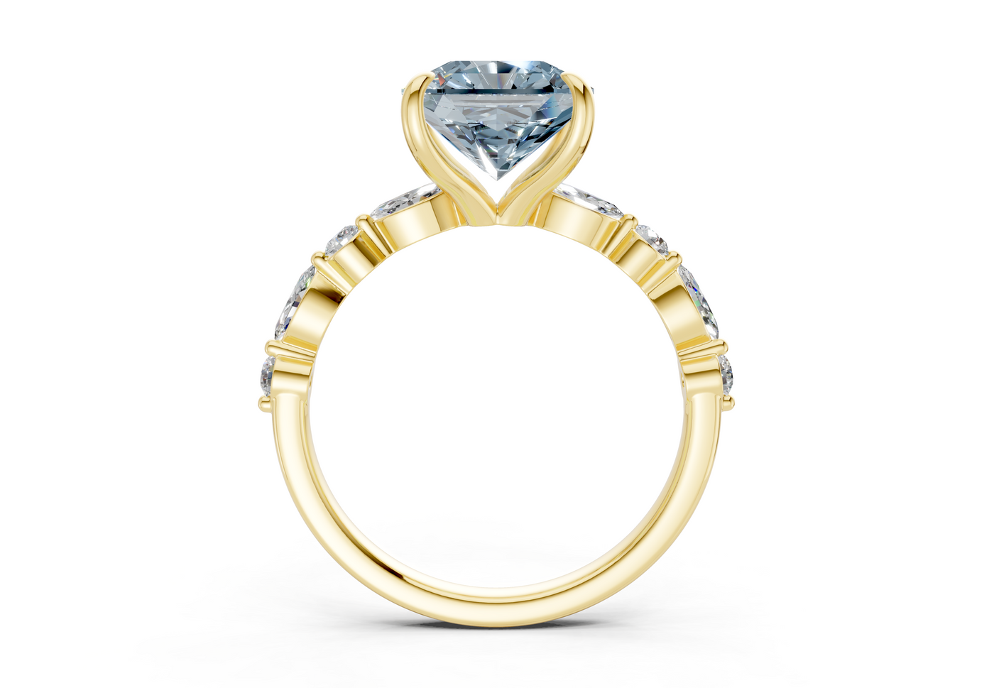 Aetheria Blue Diamond Accent Radiant Square Cut 2mm Engagement Ring