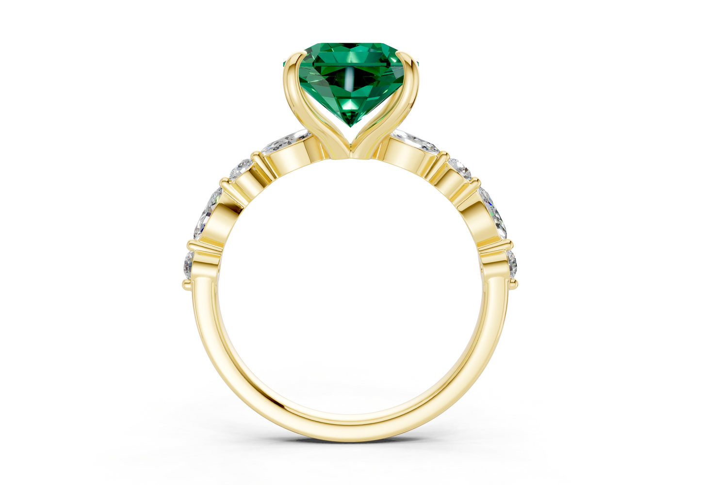 Aetheria Emerald Gemstone Accent Radiant Square Cut 2mm Engagement Ring