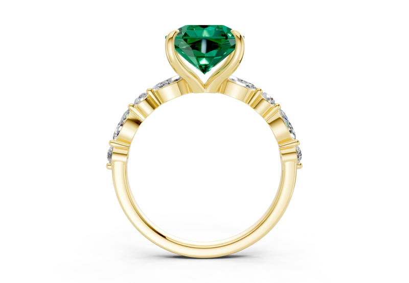 Aetheria Emerald Gemstone Accent Radiant Square Cut 2mm Engagement Ring