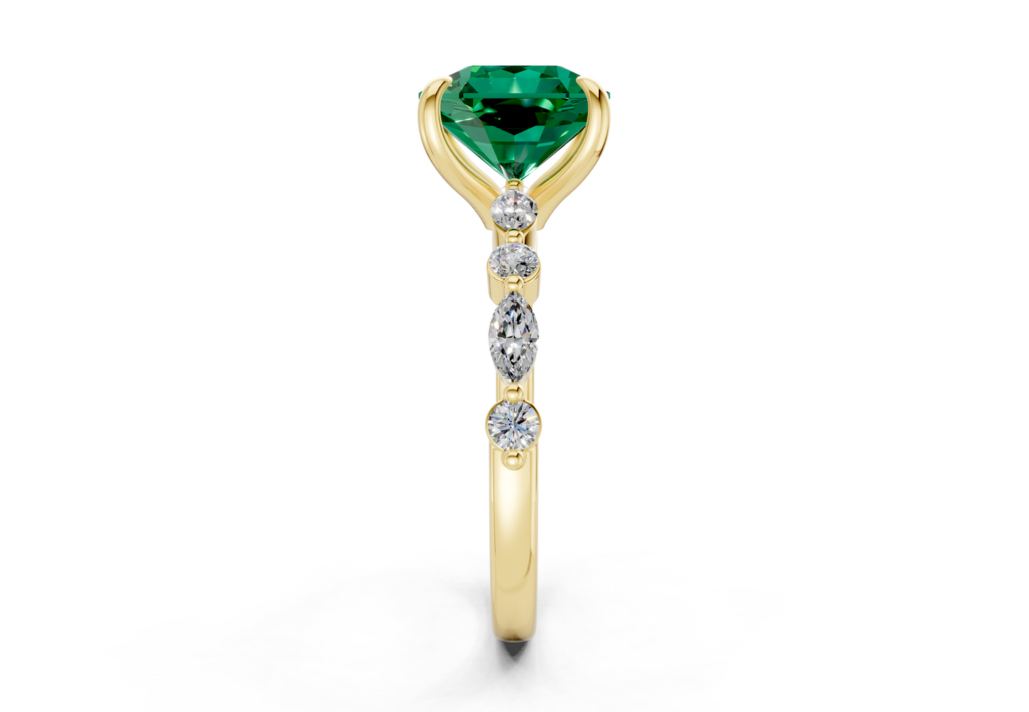 Aetheria Emerald Gemstone Accent Radiant Square Cut 2mm Engagement Ring