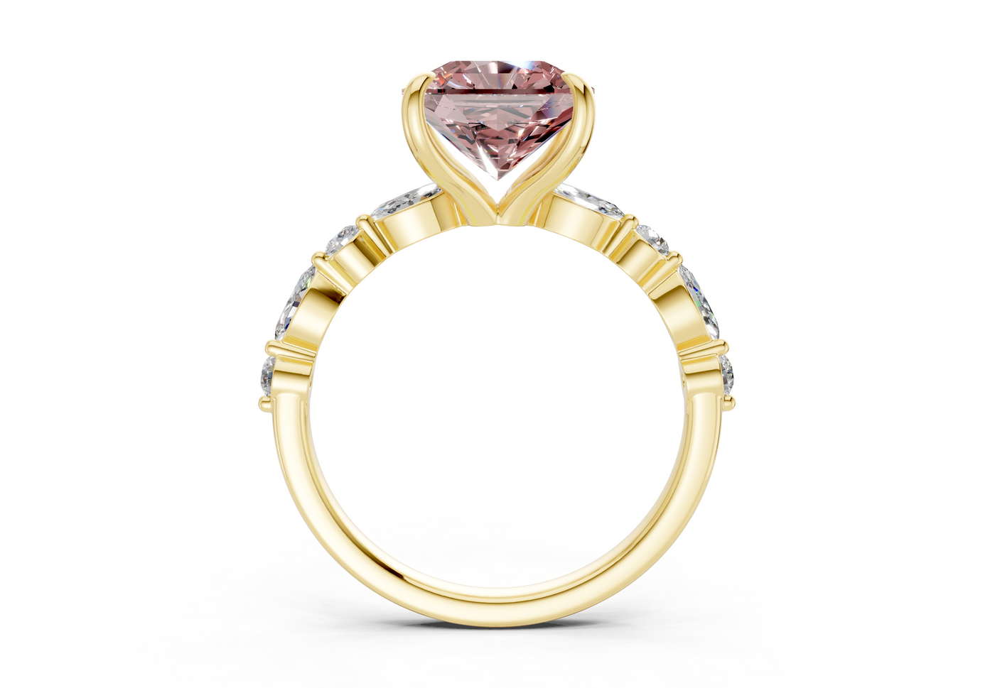 Aetheria Pink Diamond Accent Radiant Square Cut 2mm Engagement Ring