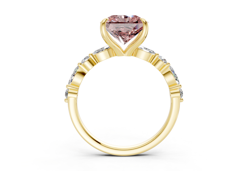 Aetheria Pink Diamond Accent Radiant Square Cut 2mm Engagement Ring