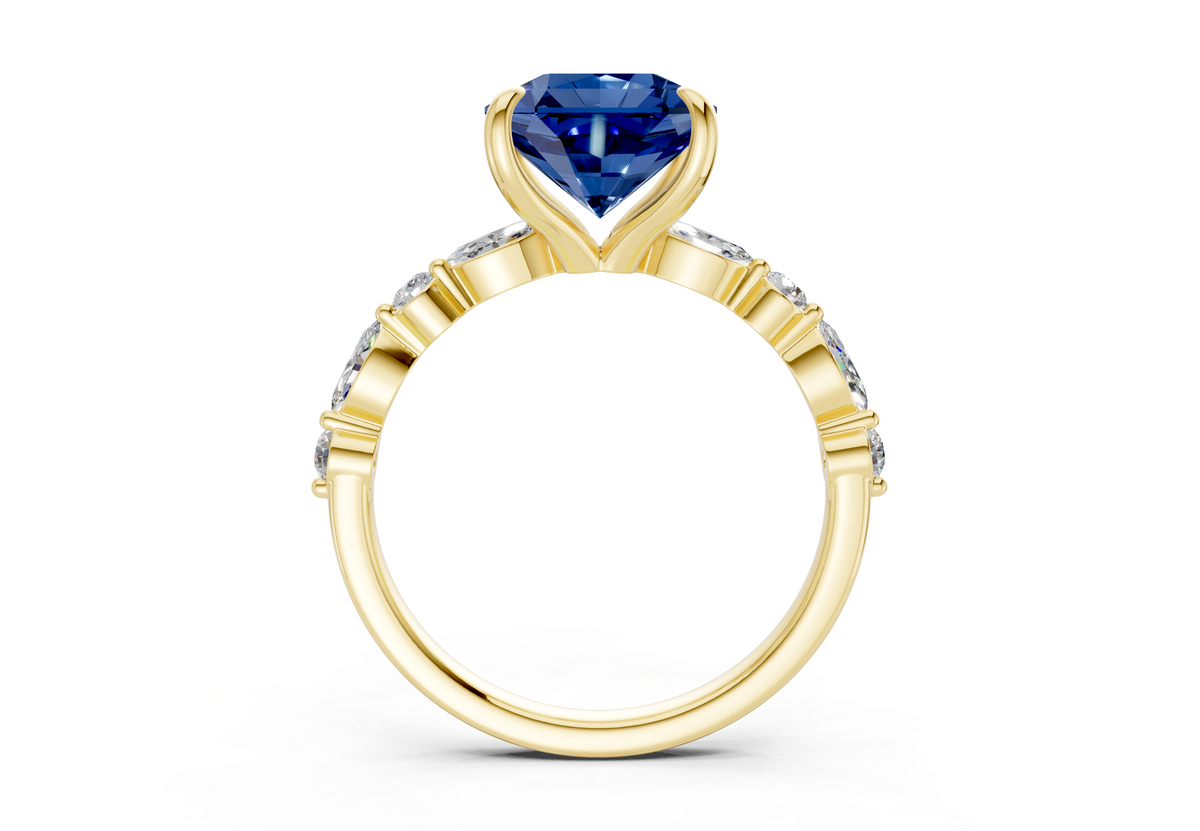 Aetheria Sapphire Gemstone Accent Radiant Square Cut 2mm Engagement Ring