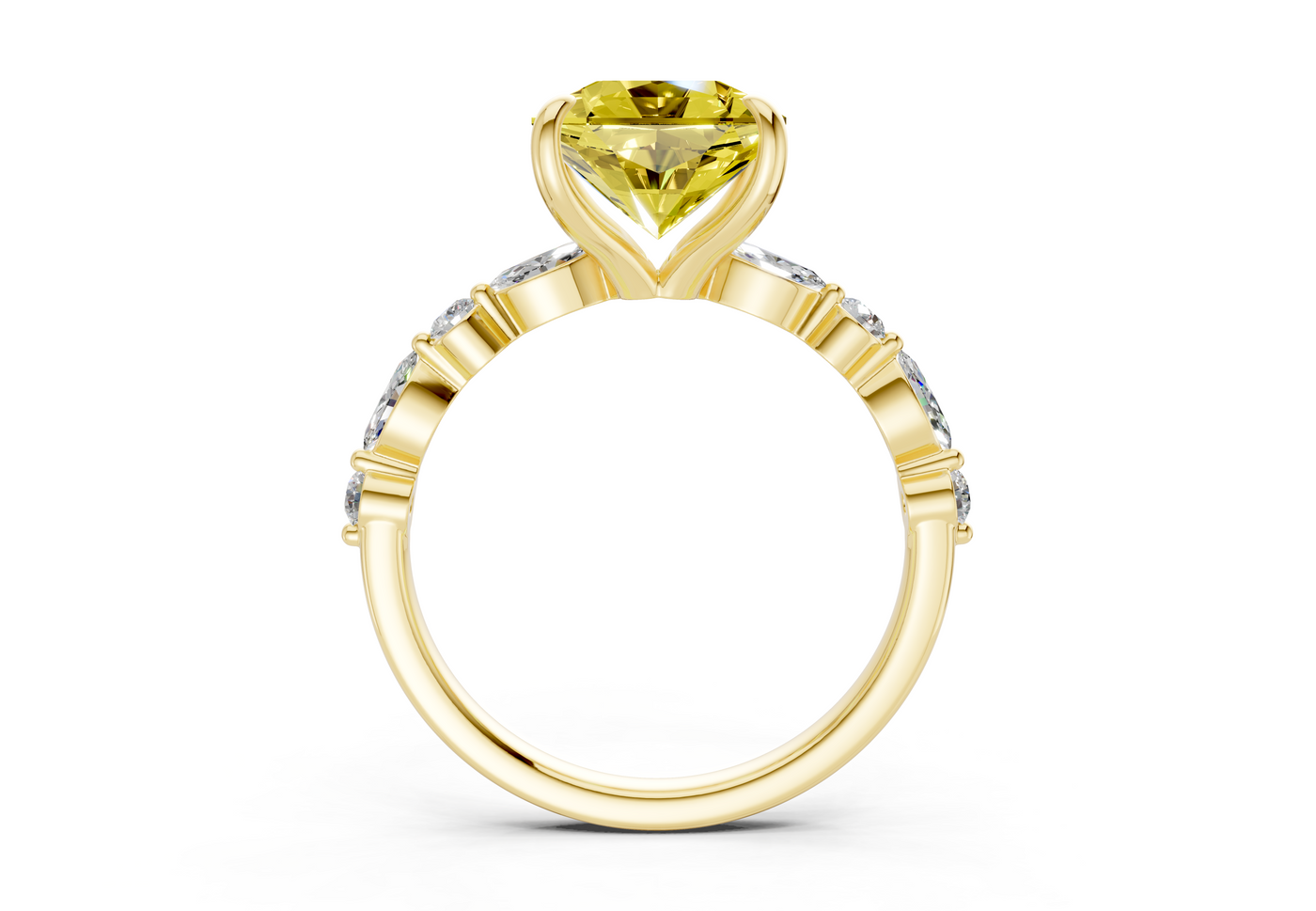 Aetheria Yellow Diamond Accent Radiant Square Cut 2mm Engagement Ring