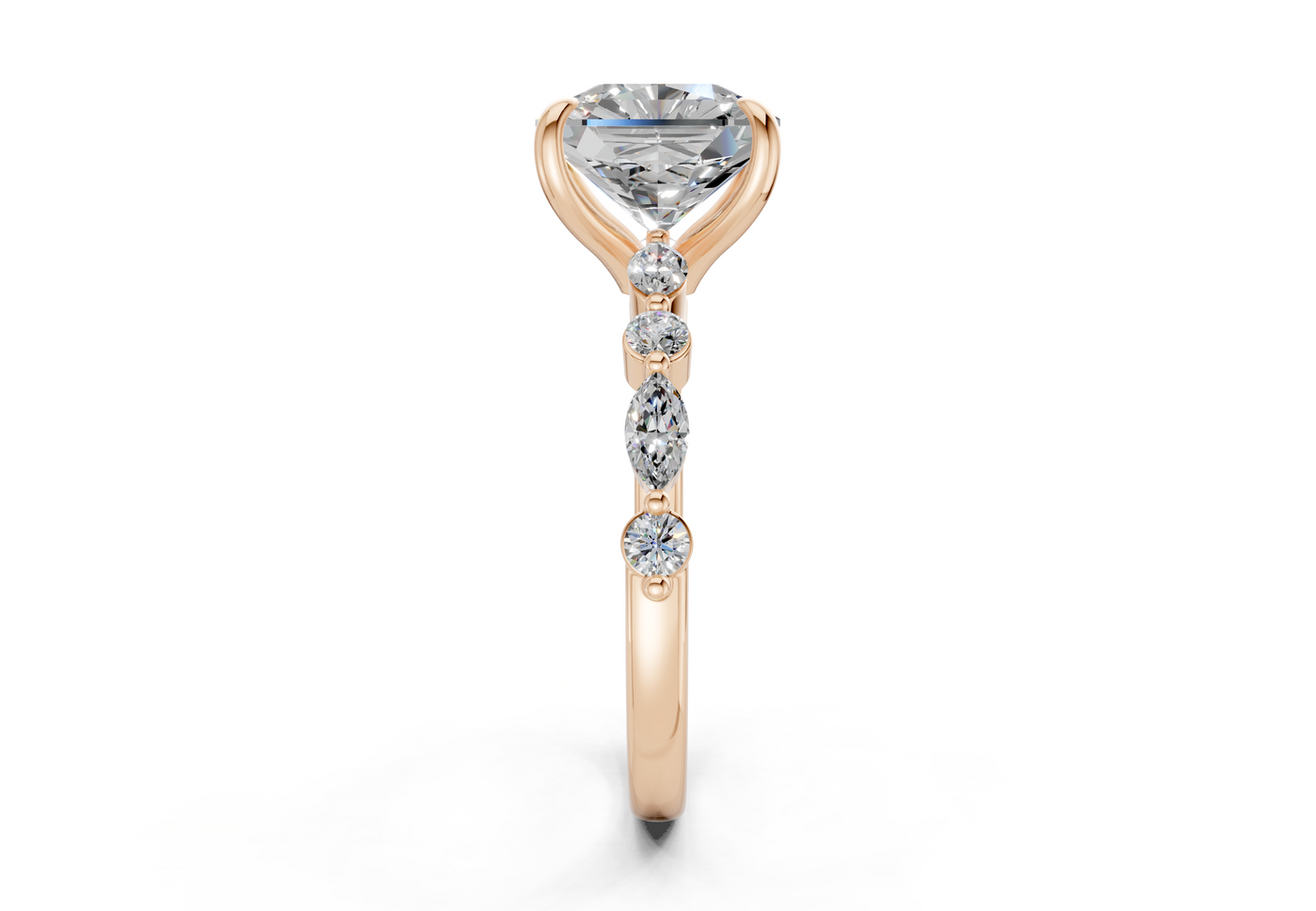 Aetheria Diamond Accent Radiant Square Cut 2mm Engagement Ring
