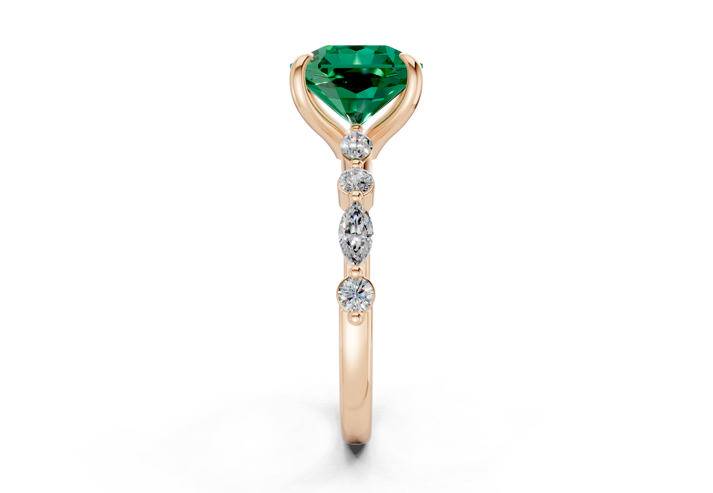 Aetheria Emerald Gemstone Accent Radiant Square Cut 2mm Engagement Ring