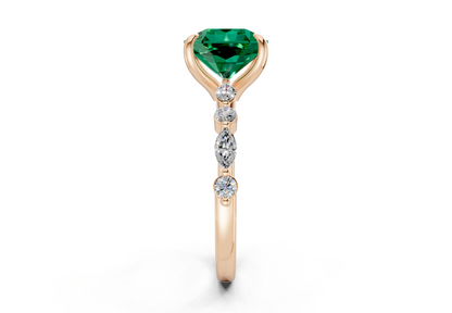 Aetheria Emerald Gemstone Accent Radiant Square Cut 2mm Engagement Ring