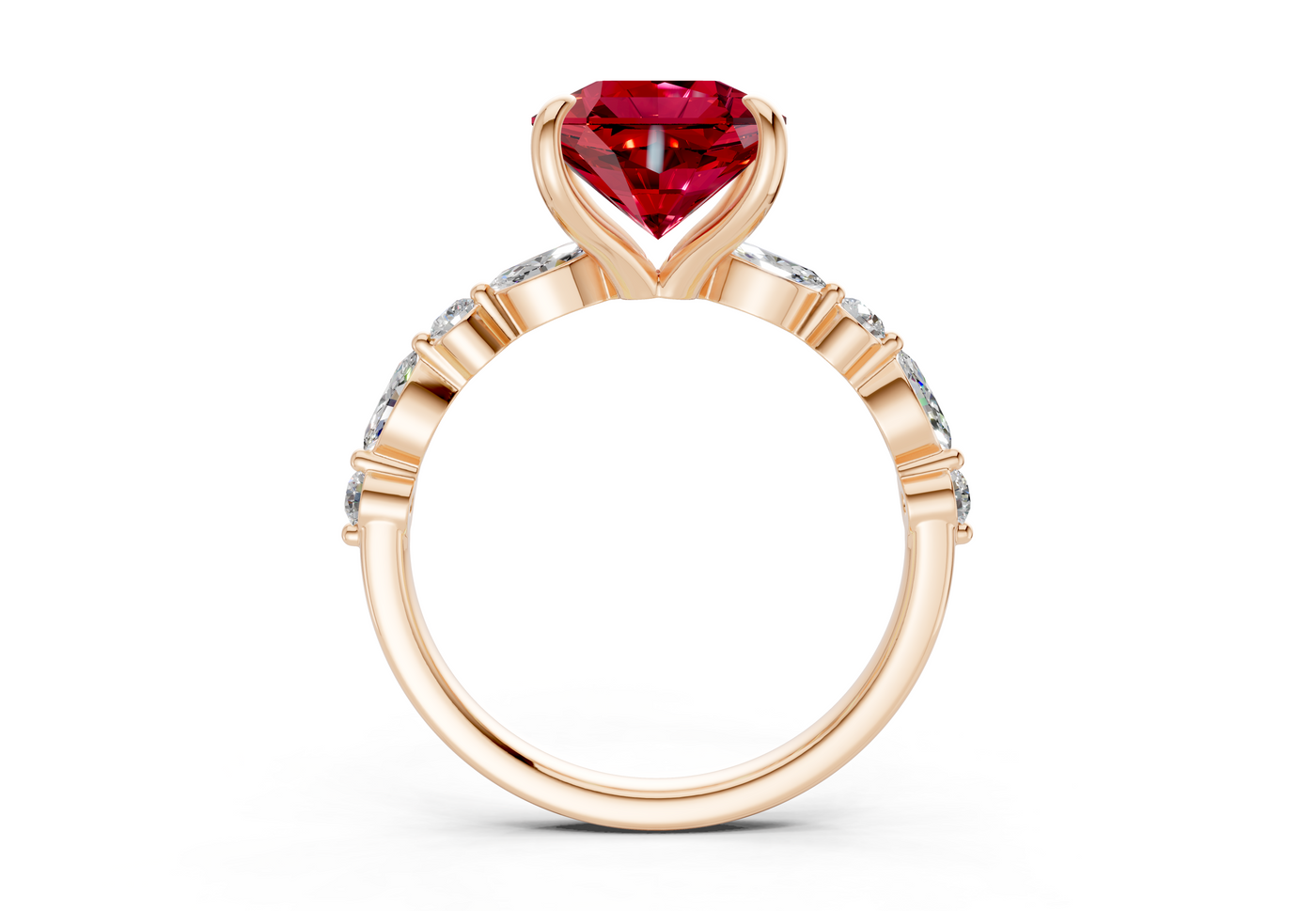 Aetheria Ruby Gemstone Accent Radiant Square Cut 2mm Engagement Ring