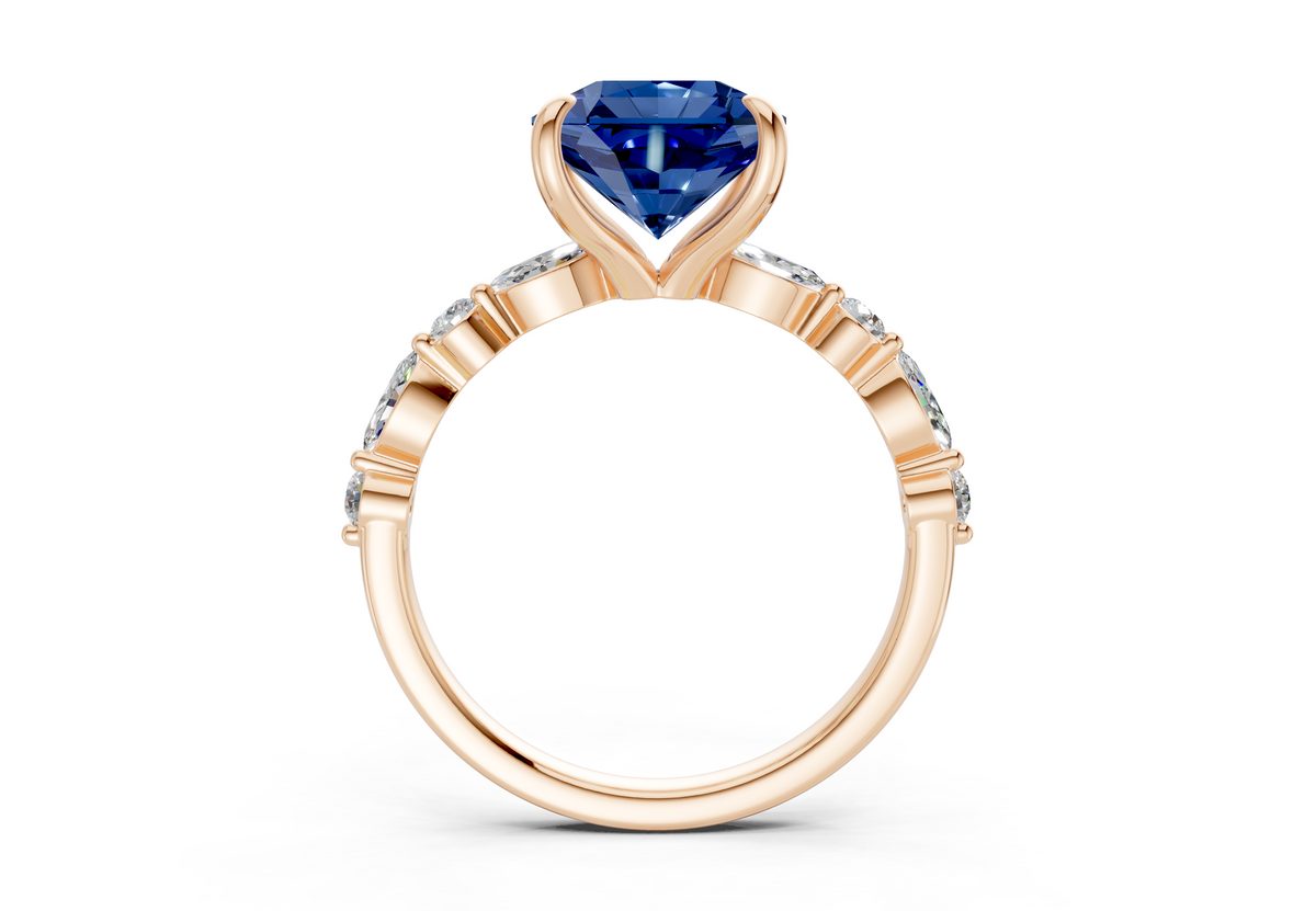 Aetheria Sapphire Gemstone Accent Radiant Square Cut 2mm Engagement Ring
