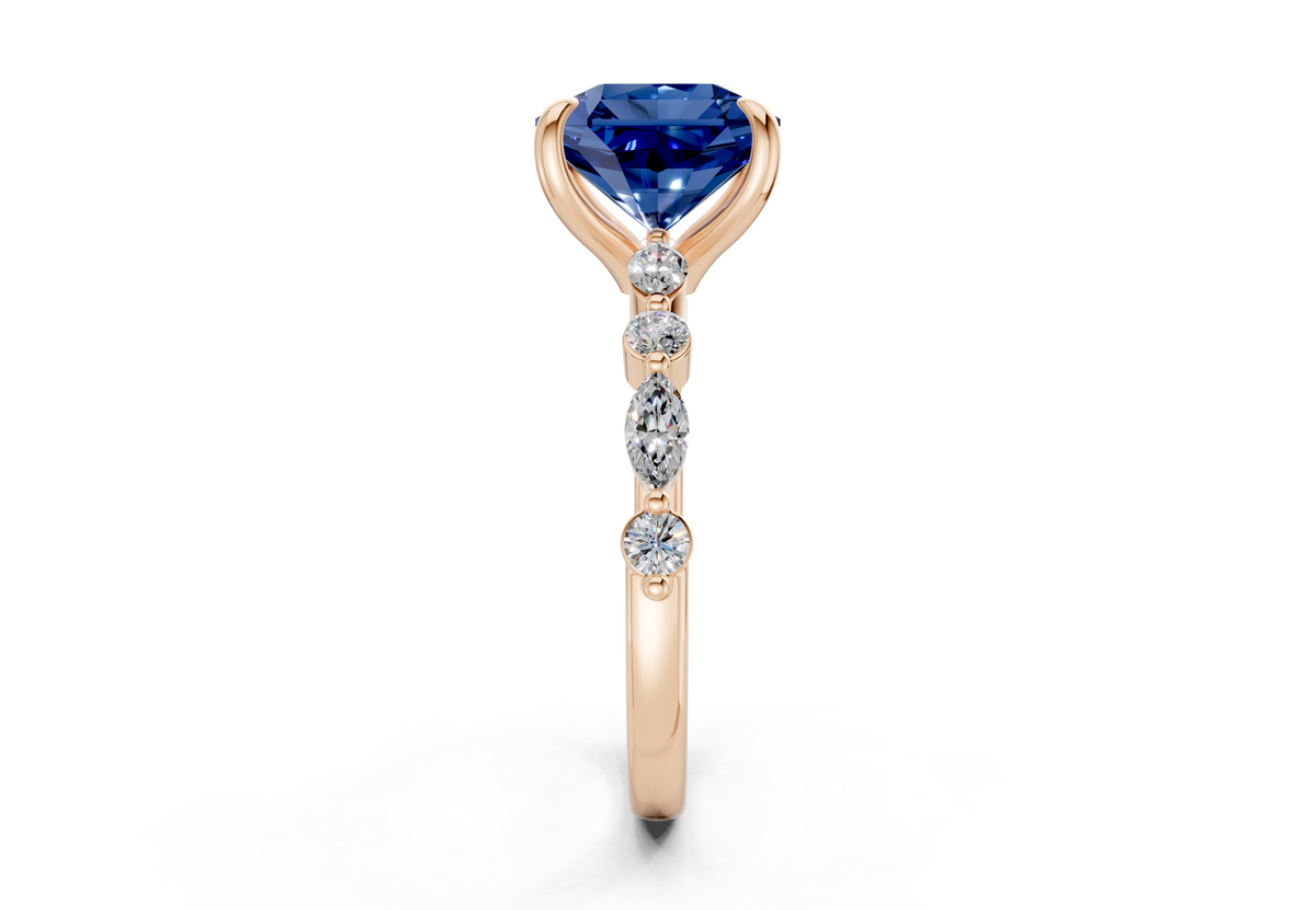 Aetheria Sapphire Gemstone Accent Radiant Square Cut 2mm Engagement Ring