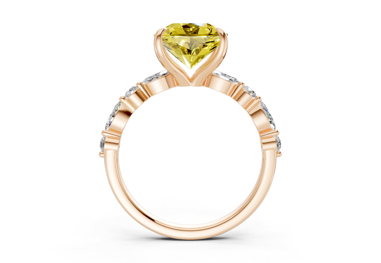 Aetheria Yellow Diamond Accent Radiant Square Cut 2mm Engagement Ring