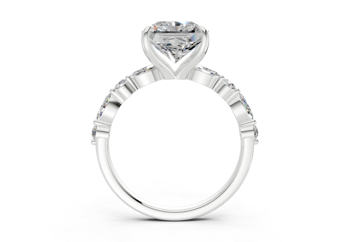 Aetheria Diamond Accent Radiant Square Cut 2mm Engagement Ring